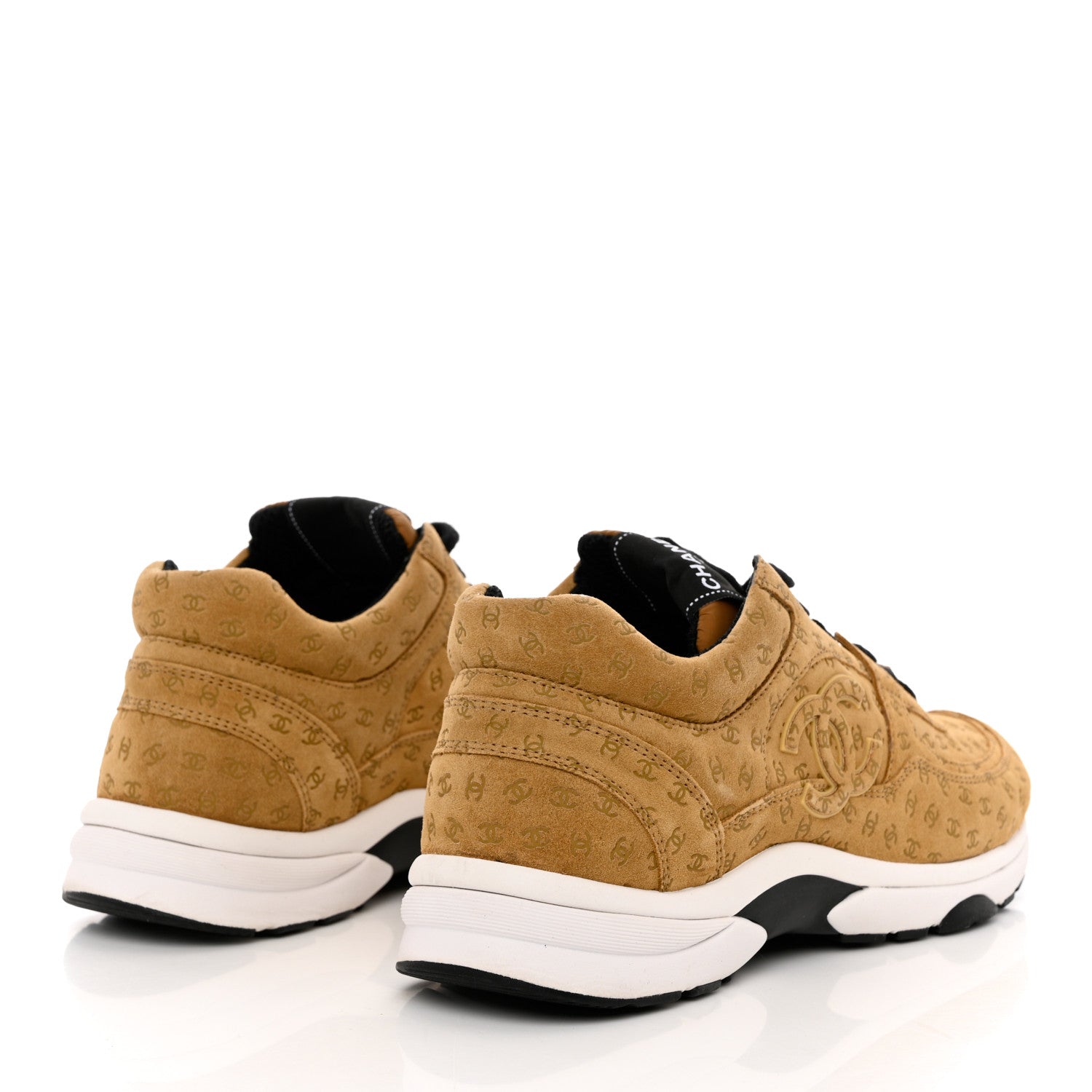 Chanel Suede Calfskin Printed CC Sneakers 41 Beige 4 of 10