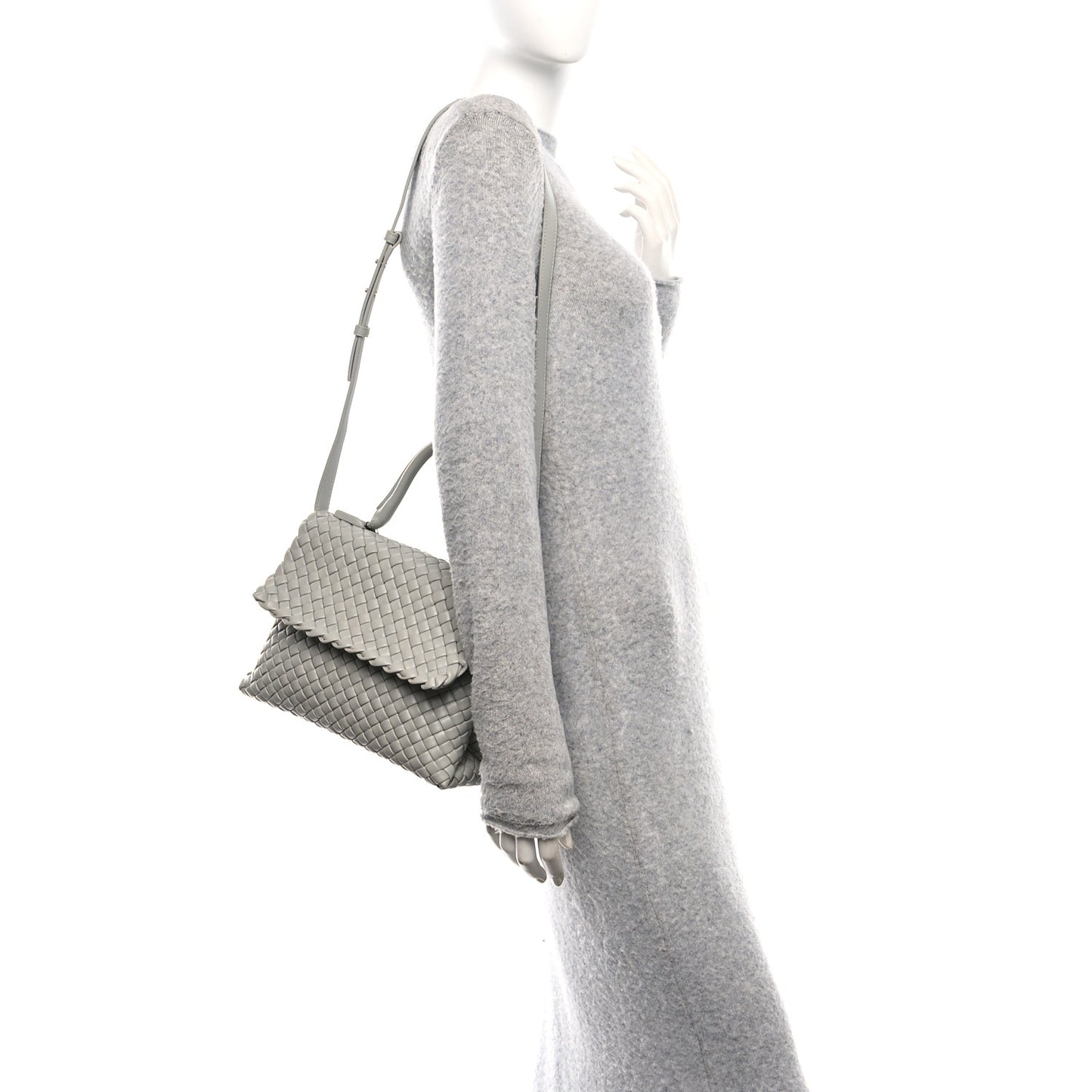 Nappa Intrecciato Patti Top Handle Bag Agate Grey