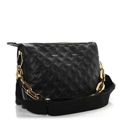 Louis Vuitton Lambskin Embossed Monogram Coussin MM Black 3 of 13
