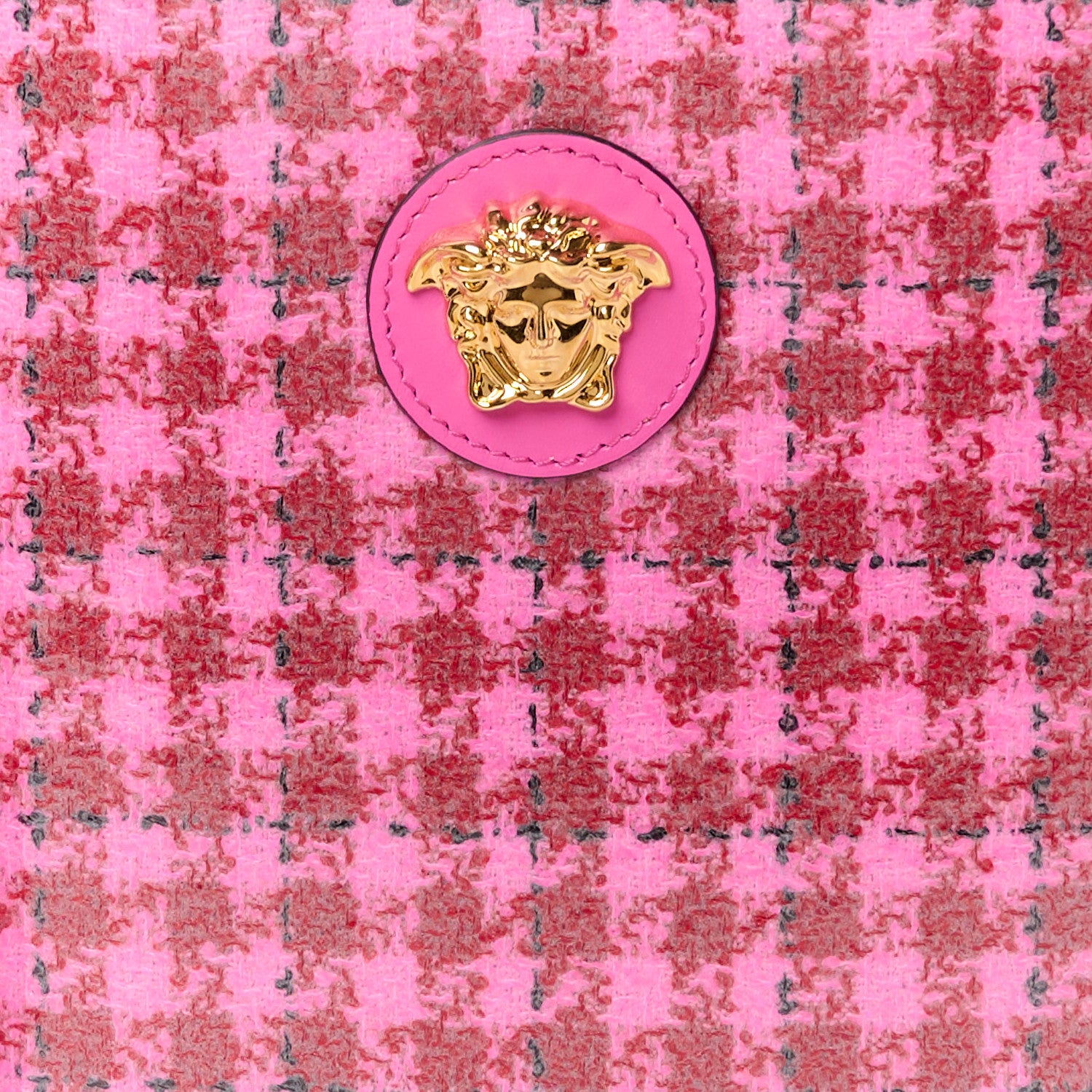 Versace Calfskin Vinyl Mini Houndstooth La Medusa Tote Bag Pink Multicolor 8 of 10