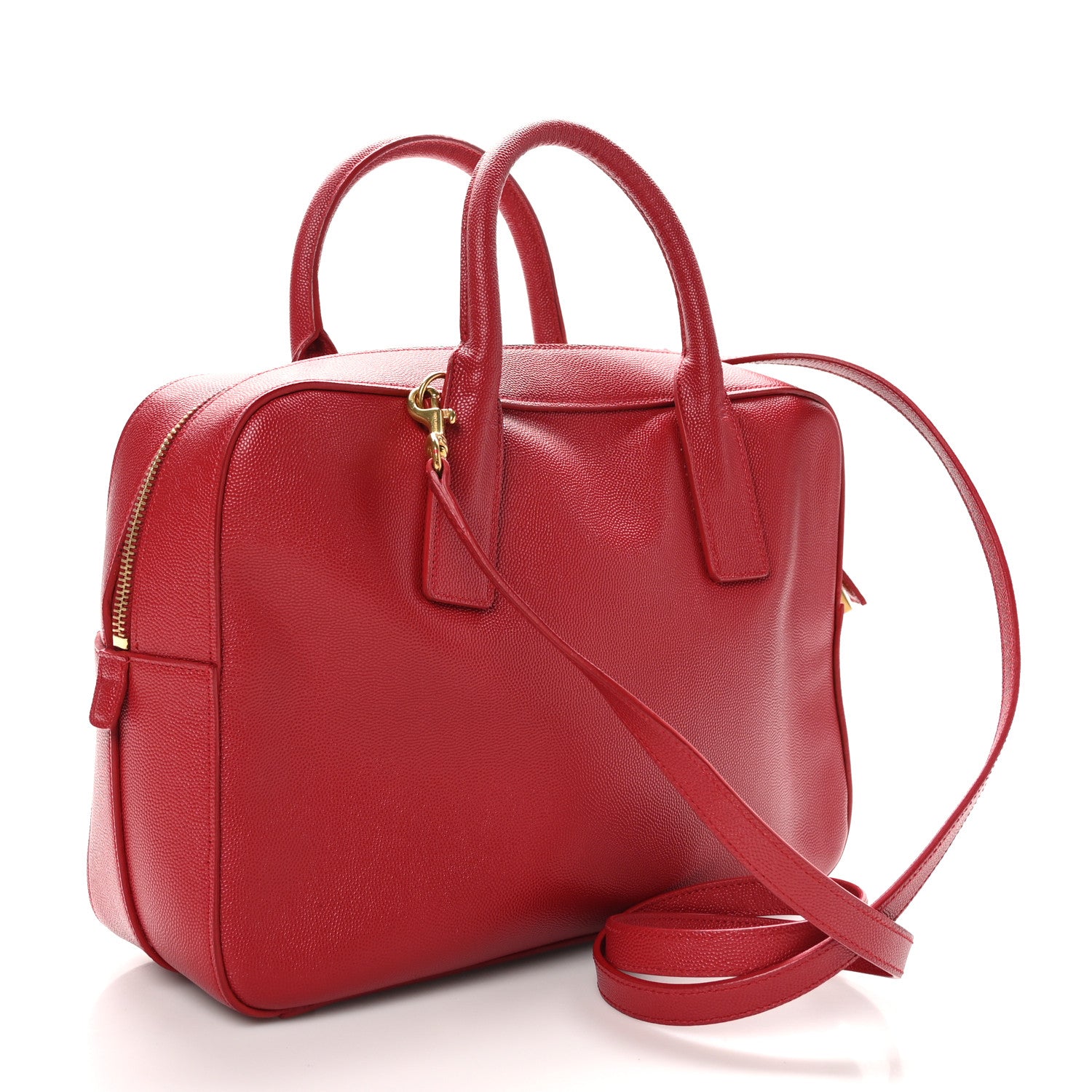 Saint Laurent Grain de Poudre Small Museum Briefcase Red 3 of 10