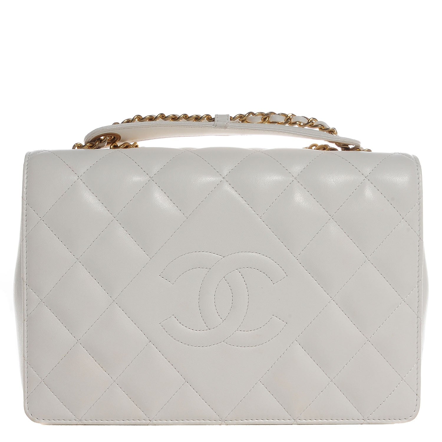 Chanel Lambskin Quilted Small Diamond CC Flap White 1 of 8