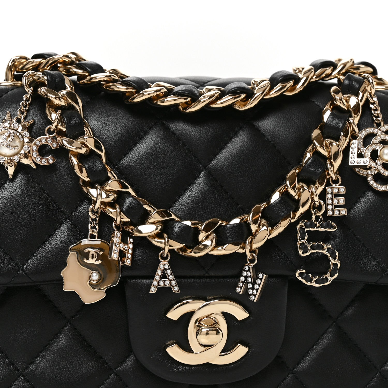 Chanel Lambskin Quilted Mini Coco Charms Rectangular Flap Black 8 of 10