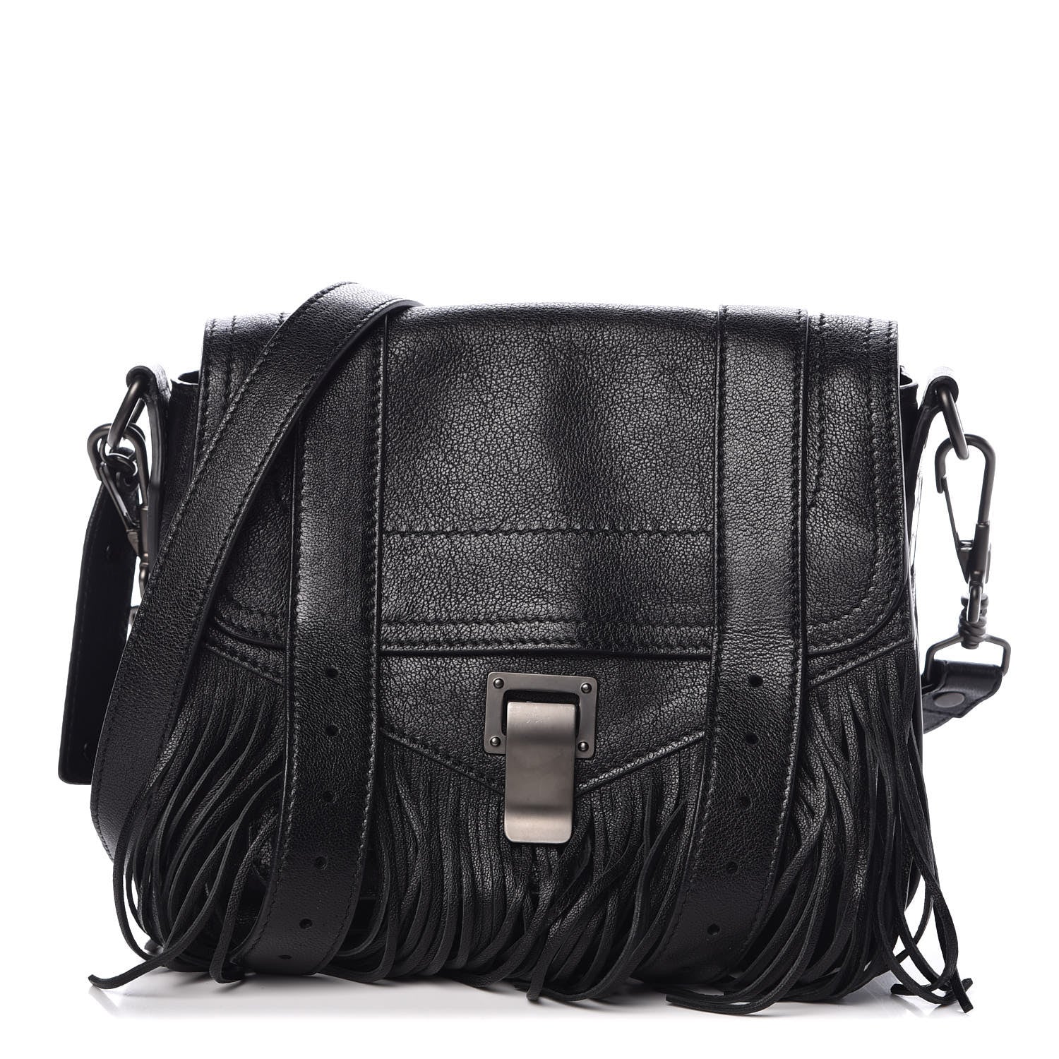 Proenza Schouler Lambskin Fringe PS1 Crossbody Pouch Black 1 of 8