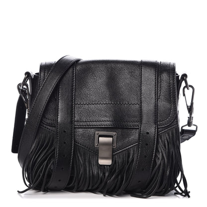Proenza Schouler Lambskin Fringe PS1 Crossbody Pouch Black 1 of 8