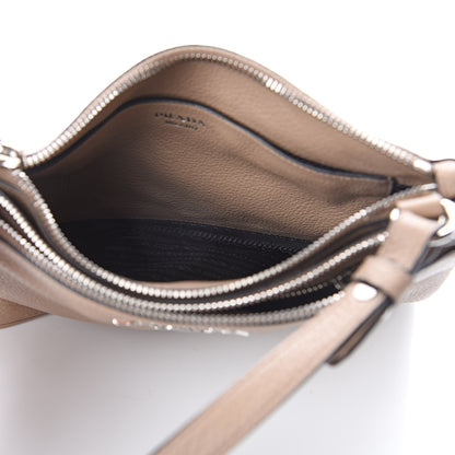 Prada Vitello Daino Double Zip Crossbody Bag Cammeo 4 of 9