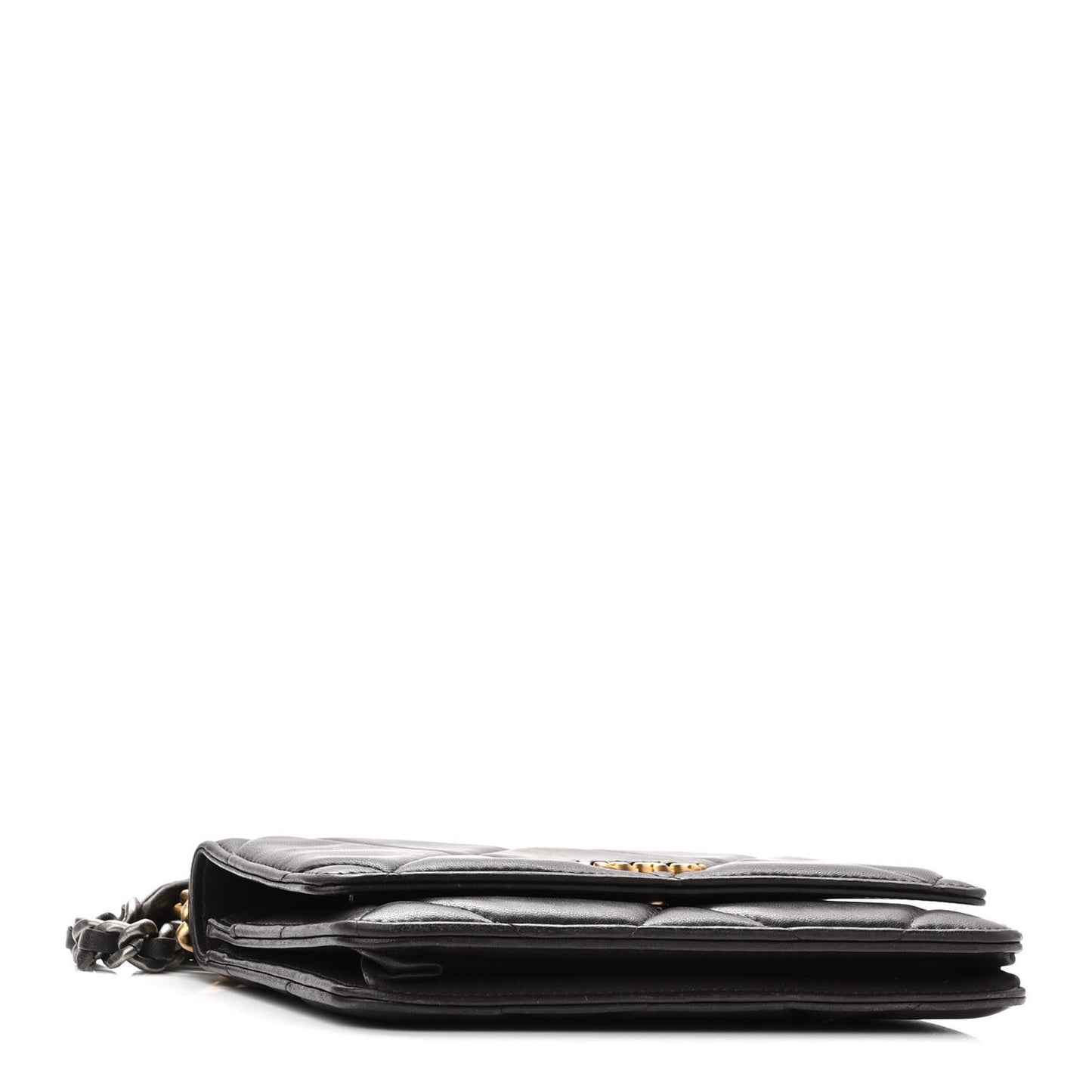 Lambskin Quilted Chanel 19 Wallet On Chain WOC Dark Brown