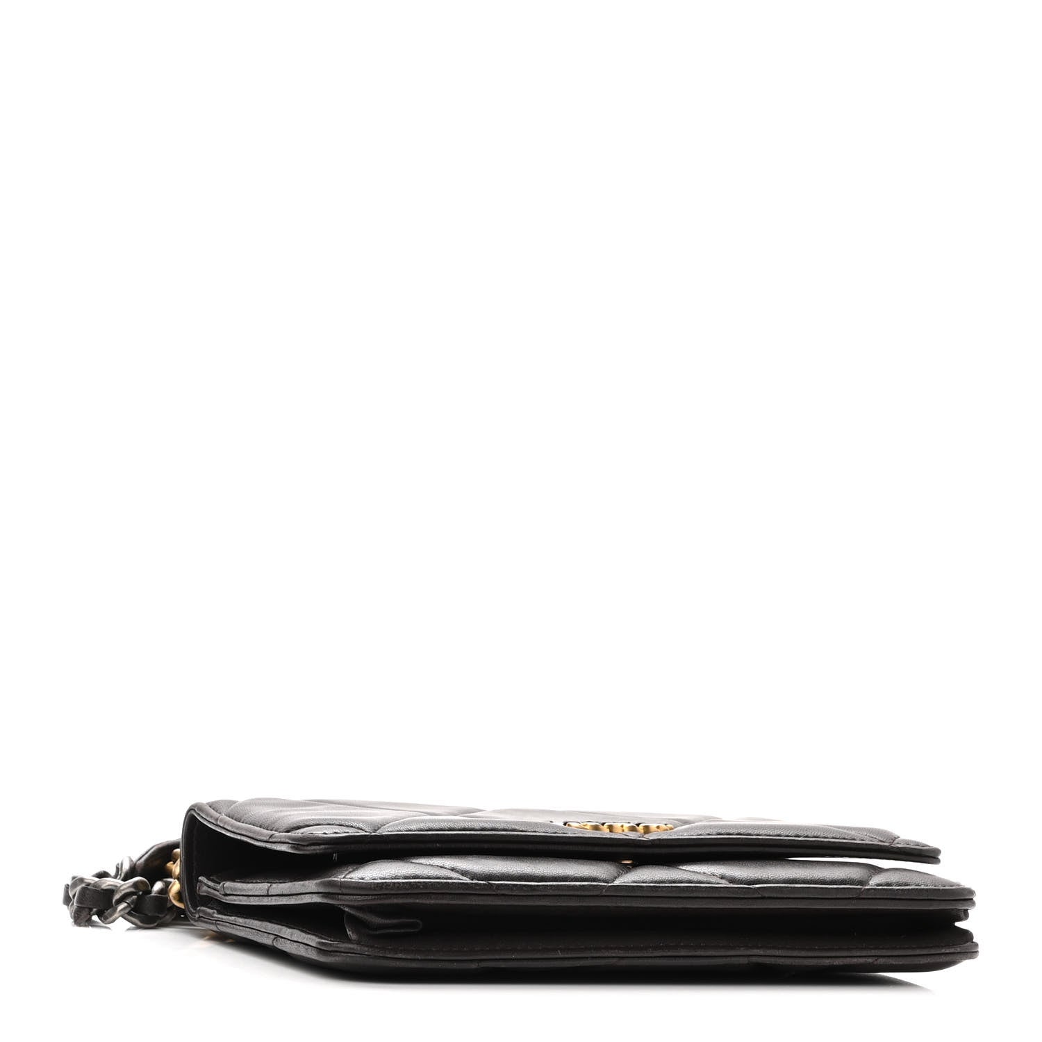 Chanel Lambskin Quilted Chanel 19 Wallet On Chain WOC Dark Brown 4 of 12