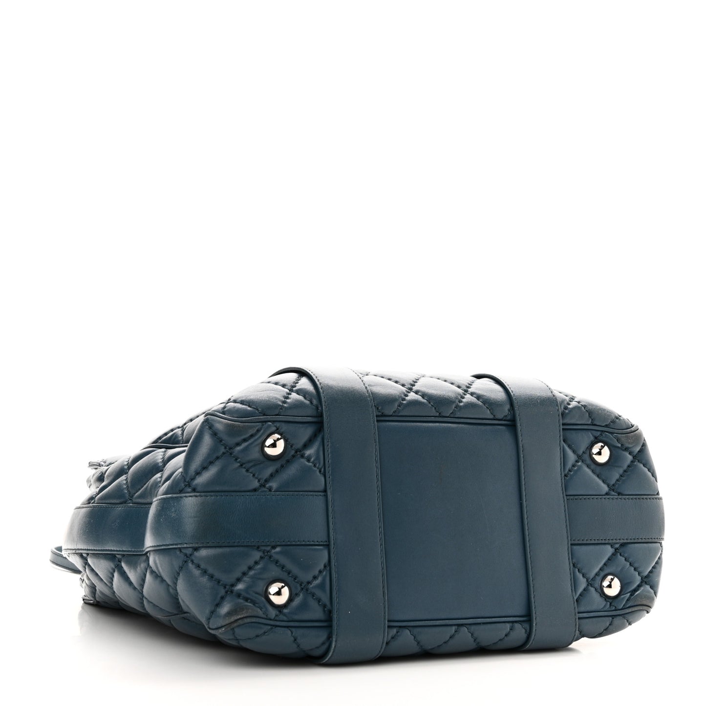 Lambskin Quilted Easy Carry Shopping Tote Blue