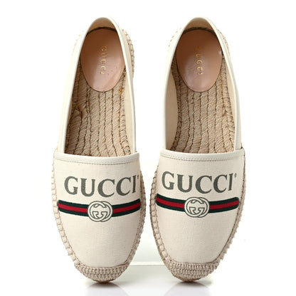 Gucci Canvas Logo Espadrilles 38 Greggio White 9 of 12