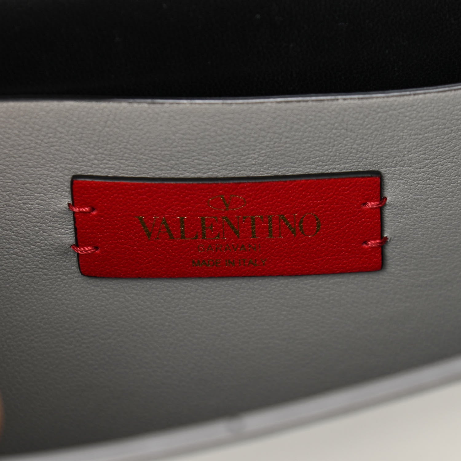 Valentino Garavani Calfskin Rockstud Overlay Flap Top Handle Bag Light Grey 6 of 9