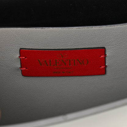 Valentino Garavani Calfskin Rockstud Overlay Flap Top Handle Bag Light Grey 6 of 9
