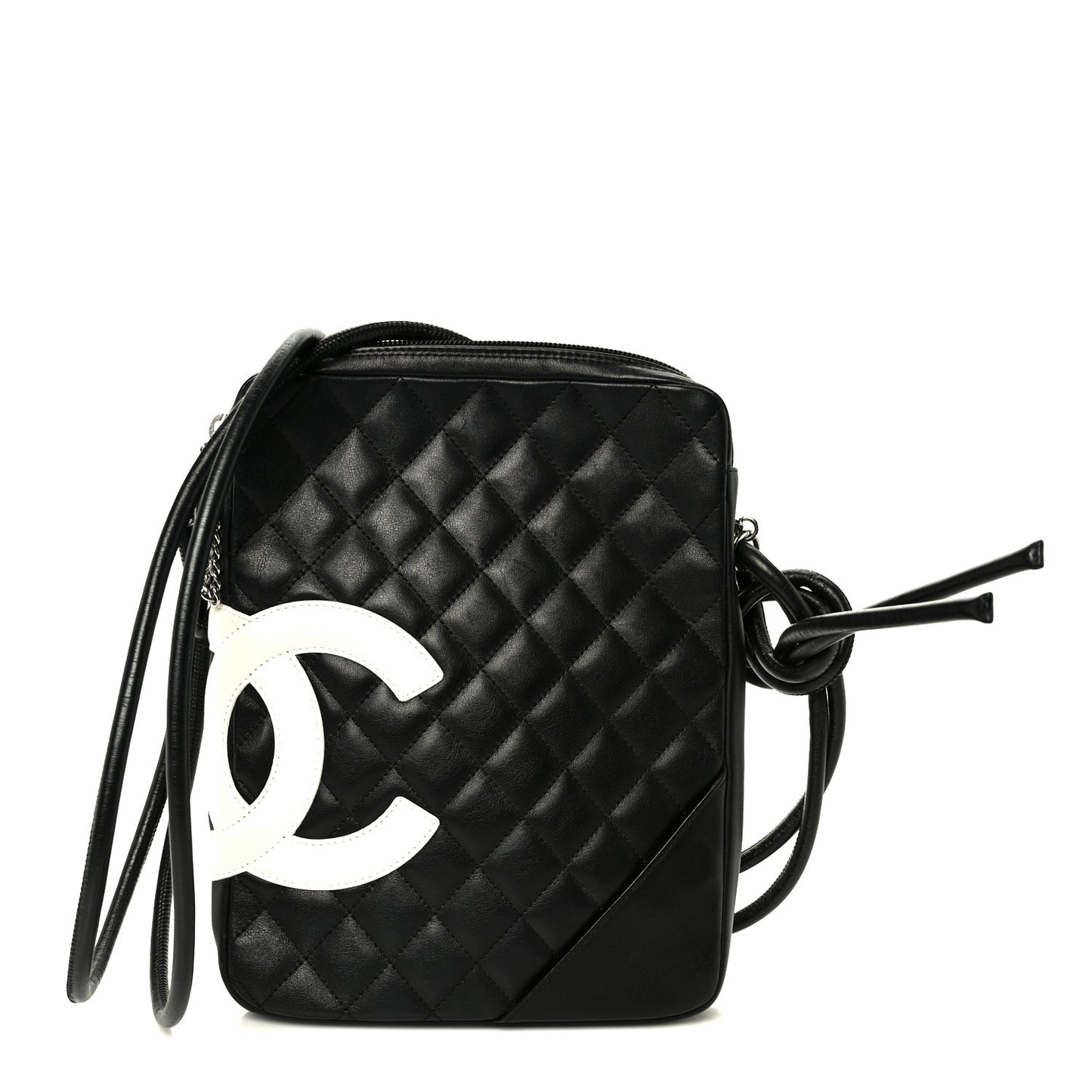Calfskin Quilted Medium Cambon Messenger Black White