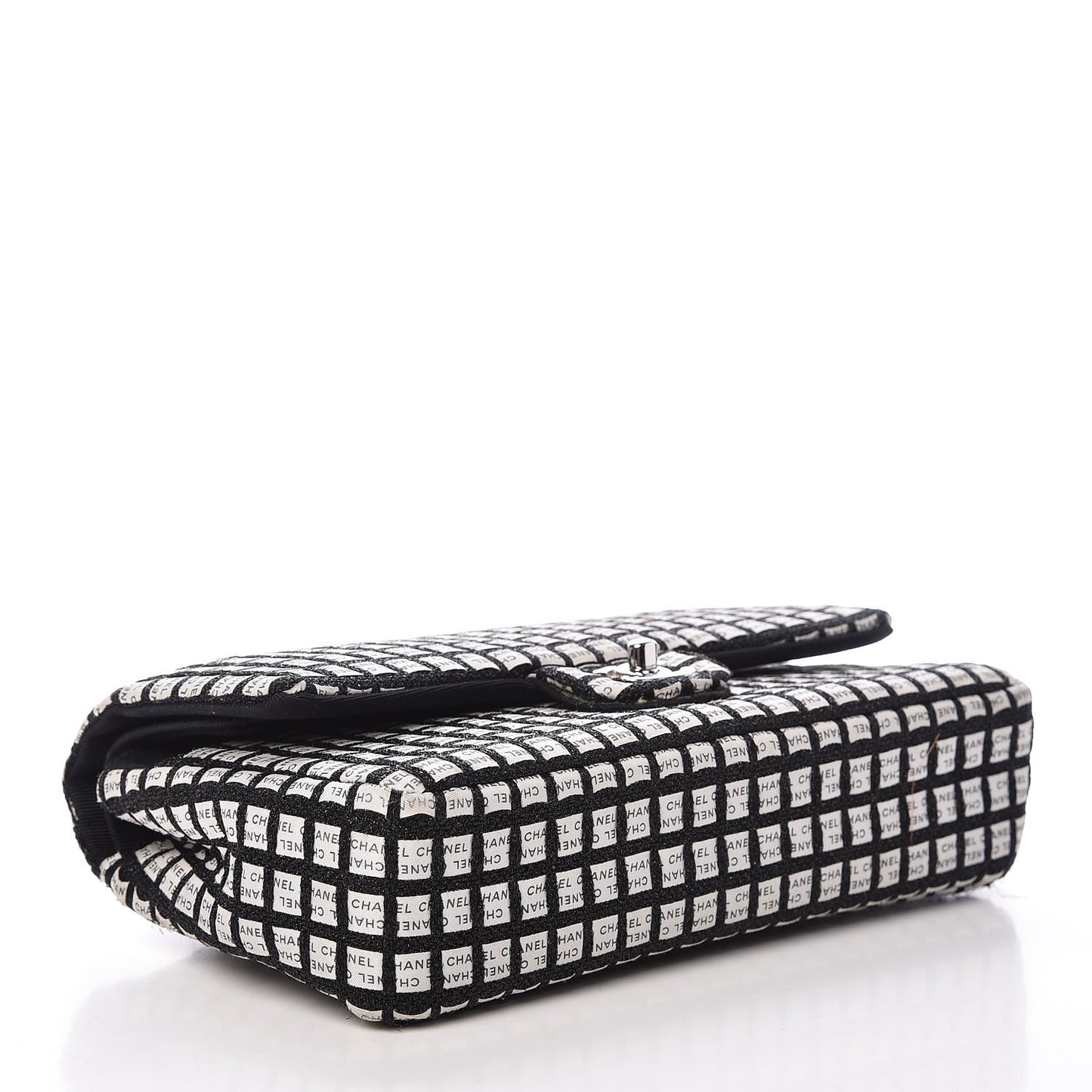 Ribbon Tweed Medium Double Flap Black White