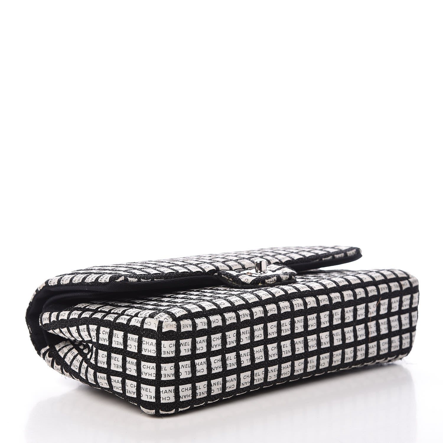 Chanel Ribbon Tweed Medium Double Flap Black White 4 of 11