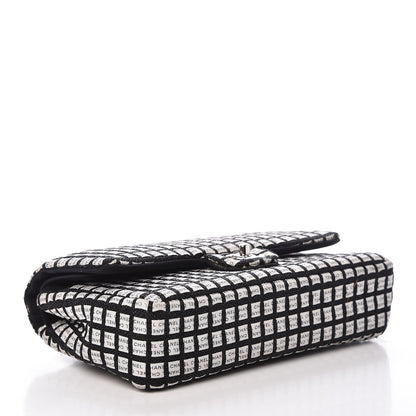 Chanel Ribbon Tweed Medium Double Flap Black White 4 of 11