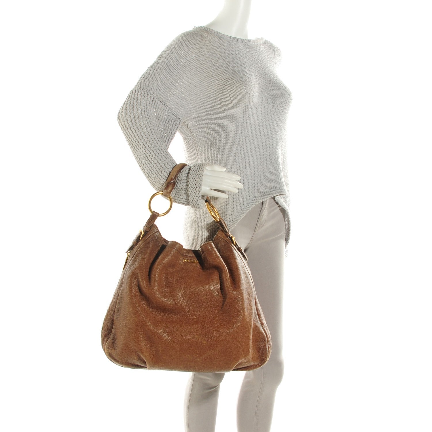Prada Cervo Antik Hobo Cammello Sfumato 2 of 12