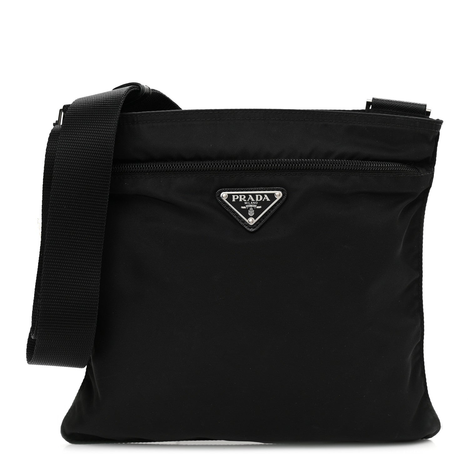 Prada Nylon Vela Flat Messenger Bag Black 1 of 10