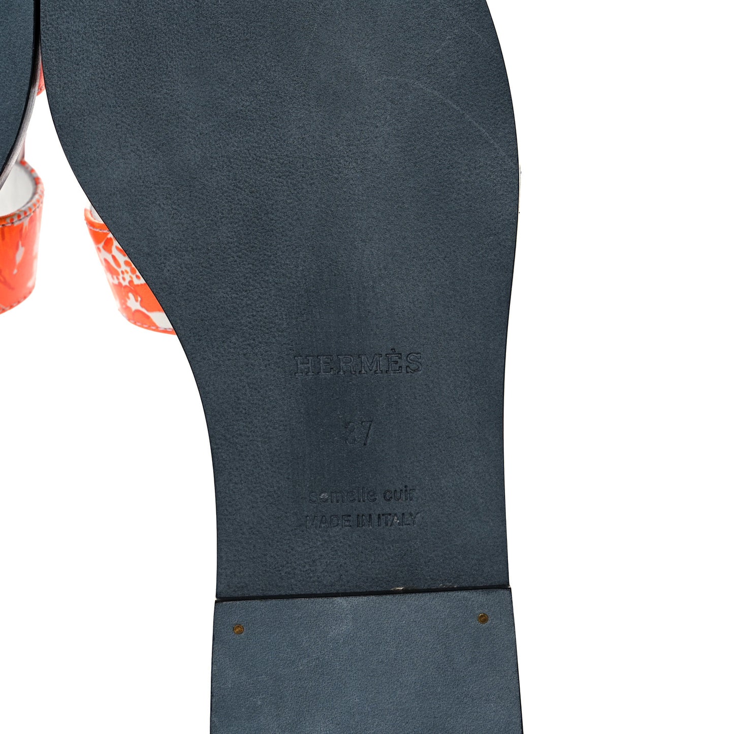 Calfskin Printed Peinture Fraiche Oran Sandals 37 White Orange