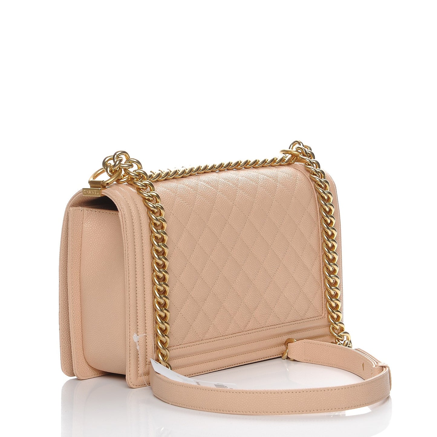 Caviar Quilted New Medium Boy Flap Beige Clair