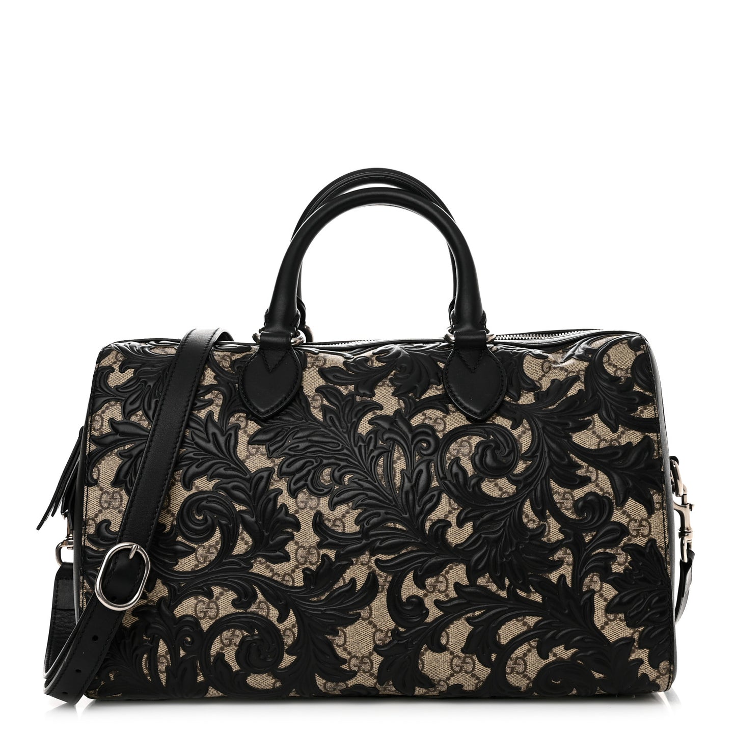 GG Supreme Monogram Arabesque Medium Boston Black