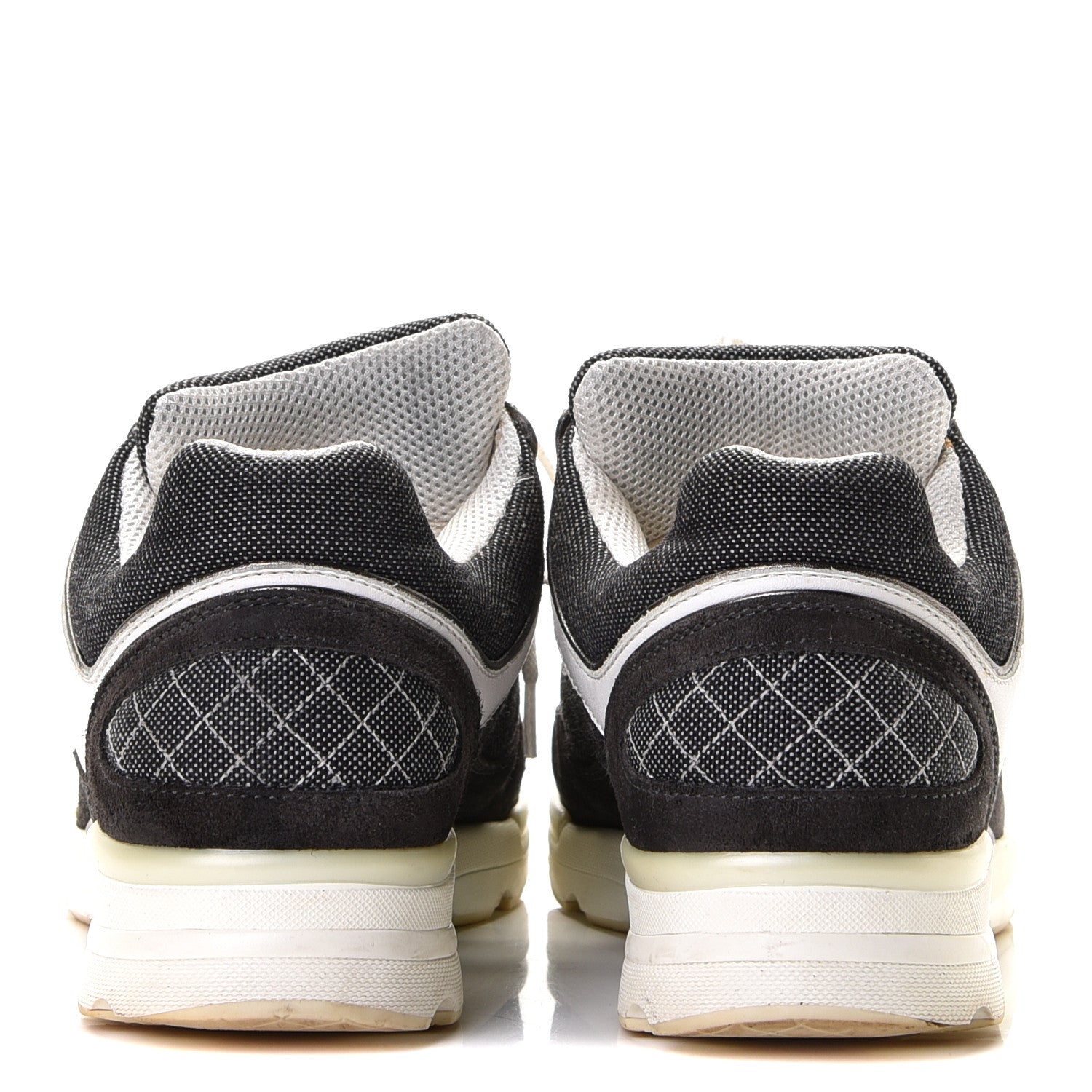 Chanel Suede Calfskin CC Sneakers 37 Dark Grey White Silver 4 of 10