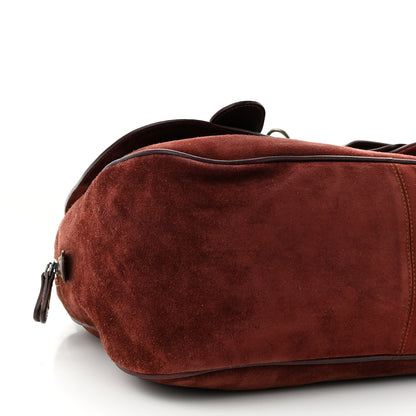 Christian Dior Suede Gaucho Double Saddle Bag Burgundy 9 of 10