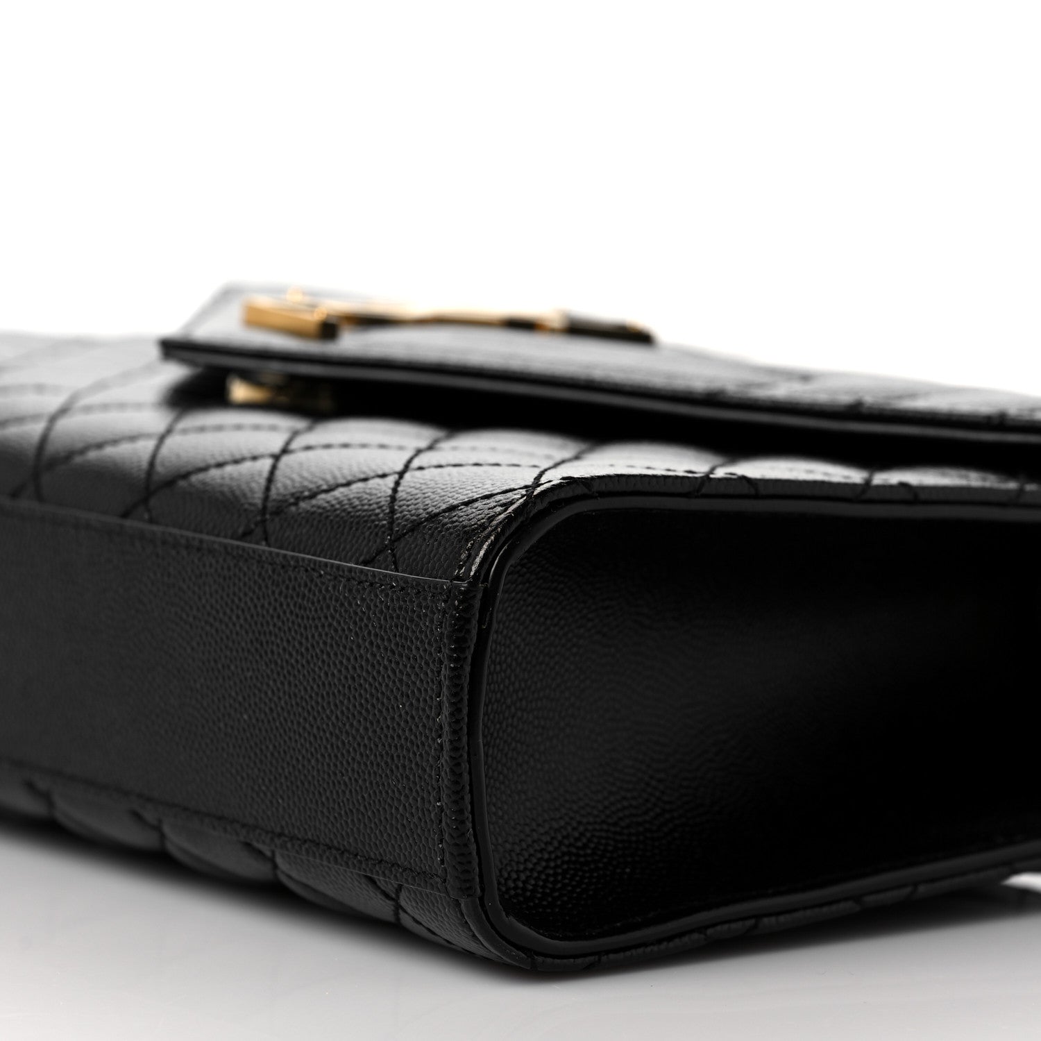 Saint Laurent Grain De Poudre Textured Mixed Matelasse Triquilt Medium Monogram Satchel Black 9 of 10