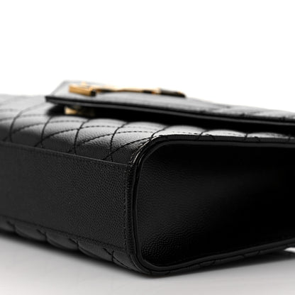 Saint Laurent Grain De Poudre Textured Mixed Matelasse Triquilt Medium Monogram Satchel Black 9 of 10