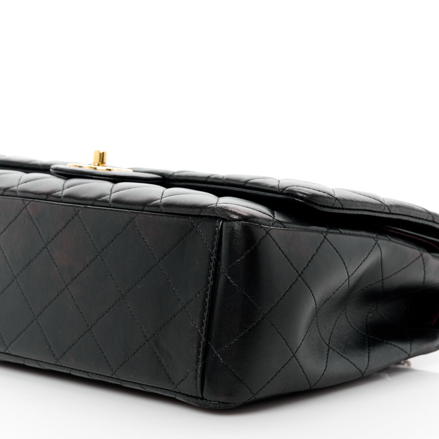 Lambskin Quilted Maxi Double Flap Black