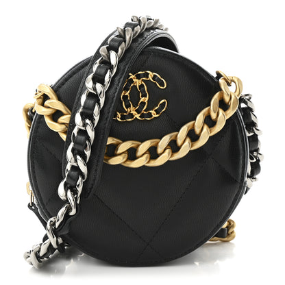 Chanel Lambskin Quilted Chanel 19 Round Clutch With Chain  Black 1 of 10