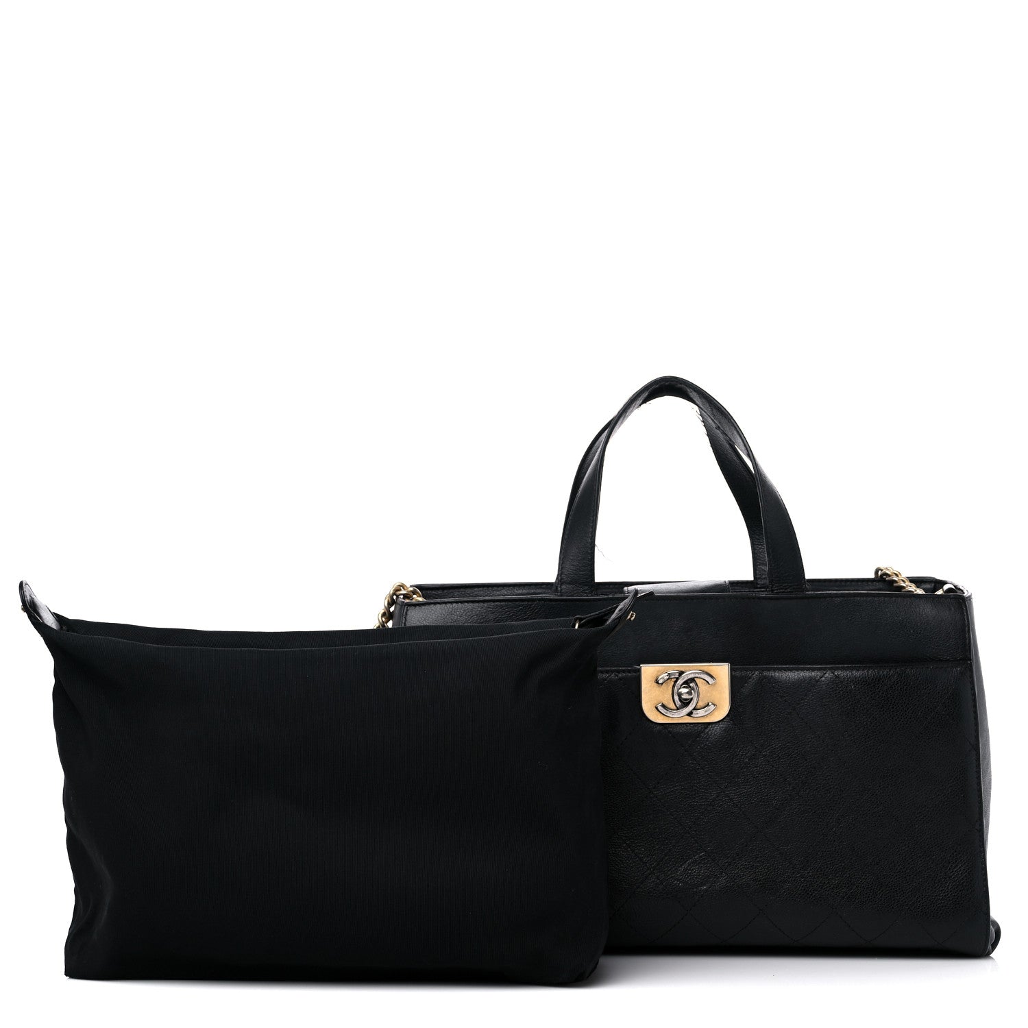 Chanel Calfskin Stitched Large Straight Lines Shopping Tote Black 1 of 18