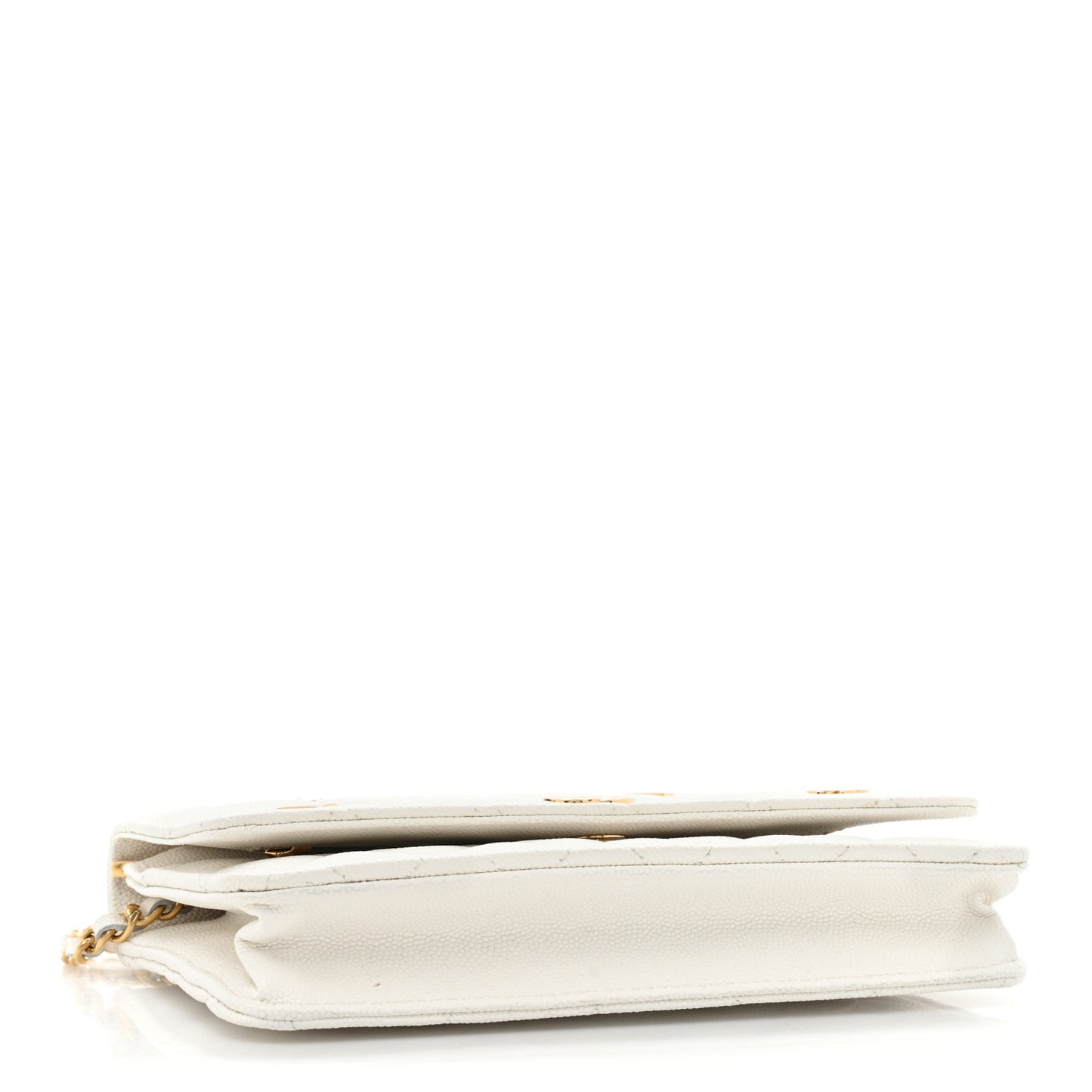 Caviar Quilted Enamel Coco Casino Wallet On Chain WOC White