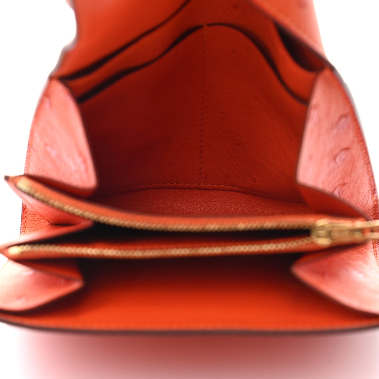 Ostrich Constance Short Wallet Tangerine