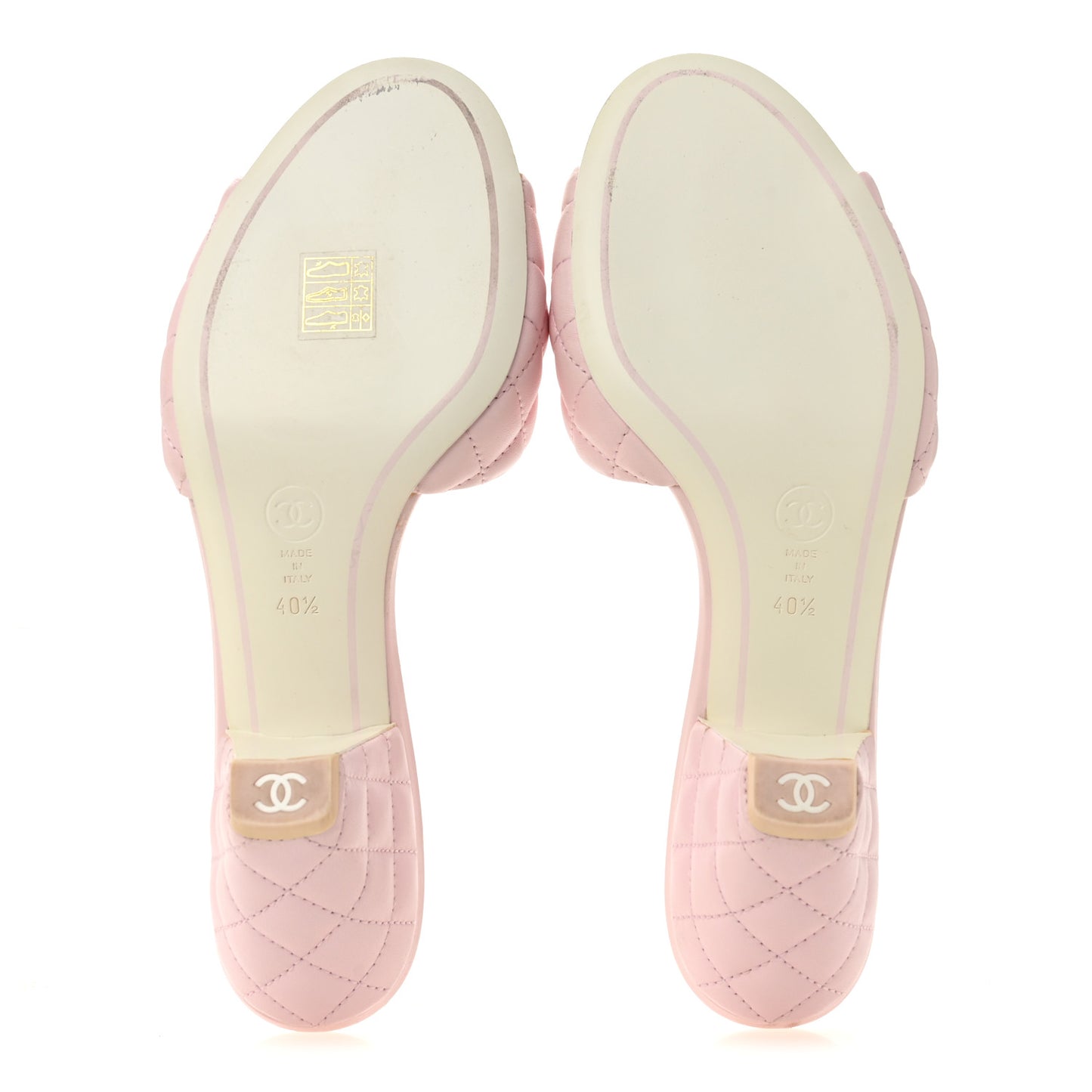 Lambskin Quilted Textured CC Mules 40.5 Light Pink