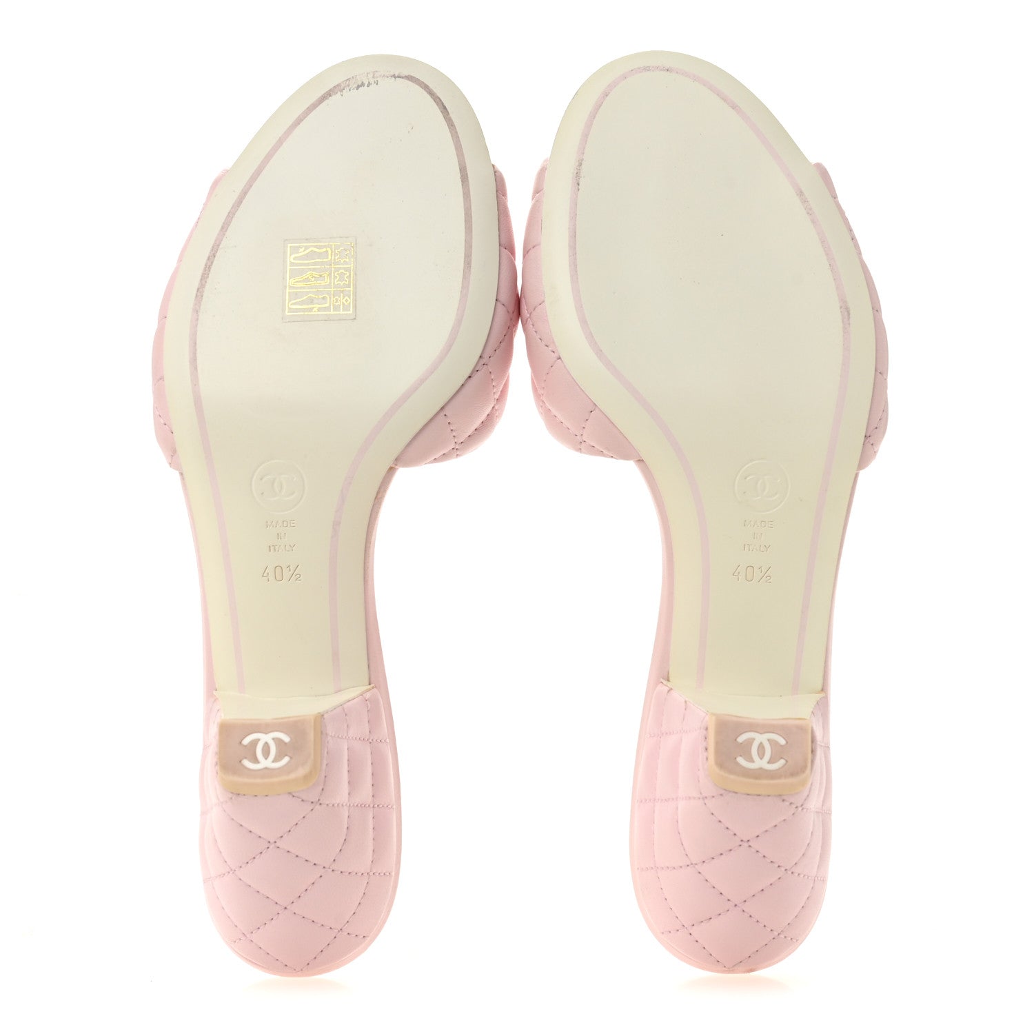 Chanel Lambskin Quilted Textured CC Mules 40.5 Light Pink 6 of 12
