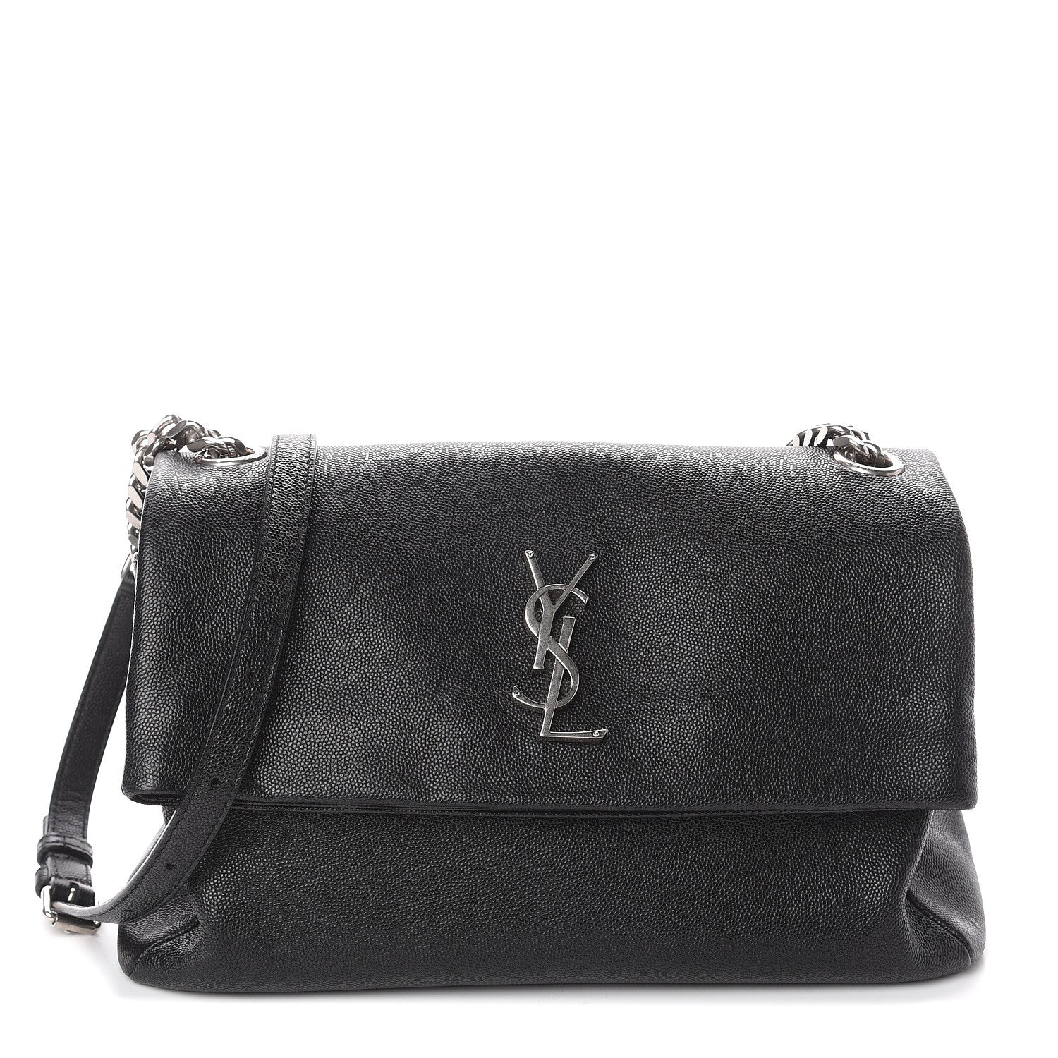 Saint Laurent Grain De Poudre Medium West Hollywood Monogram Fold-Over Black 1 of 8