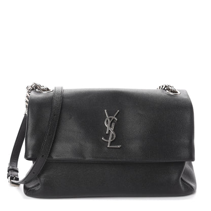 Saint Laurent Grain De Poudre Medium West Hollywood Monogram Fold-Over Black 1 of 8