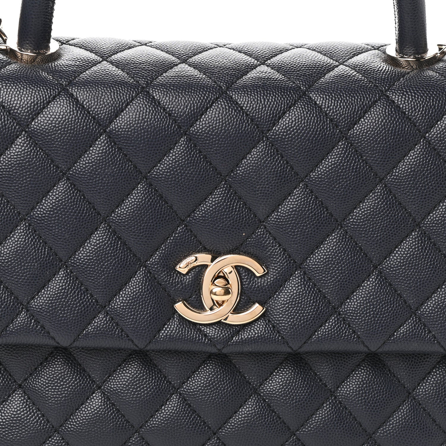 Chanel Caviar Quilted Medium Coco Handle Flap Navy Blue 8 of 10
