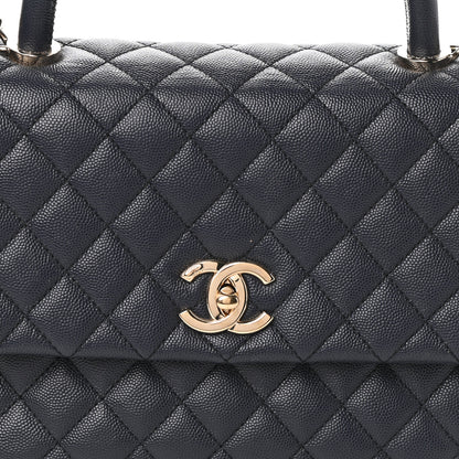 Chanel Caviar Quilted Medium Coco Handle Flap Navy Blue 8 of 10