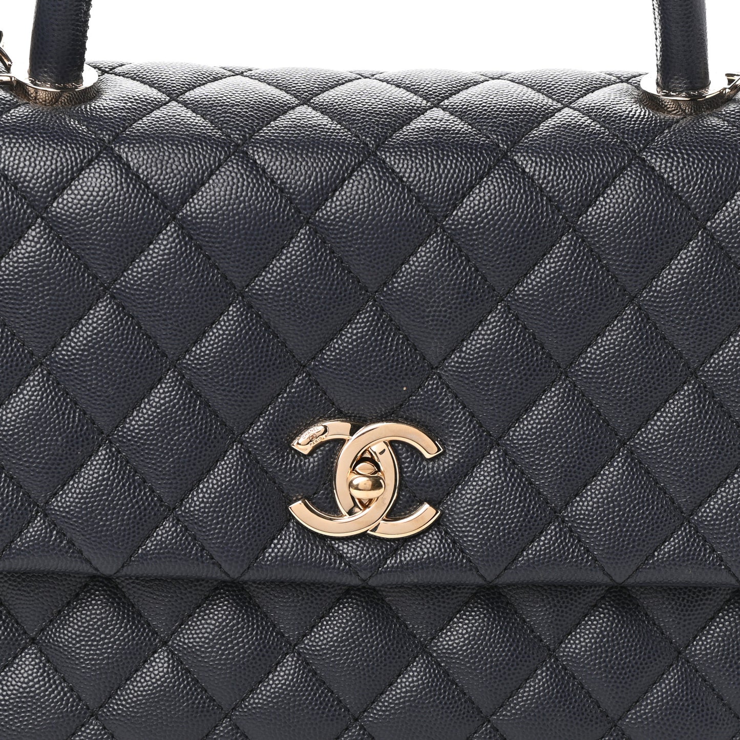 Caviar Quilted Medium Coco Handle Flap Navy Blue