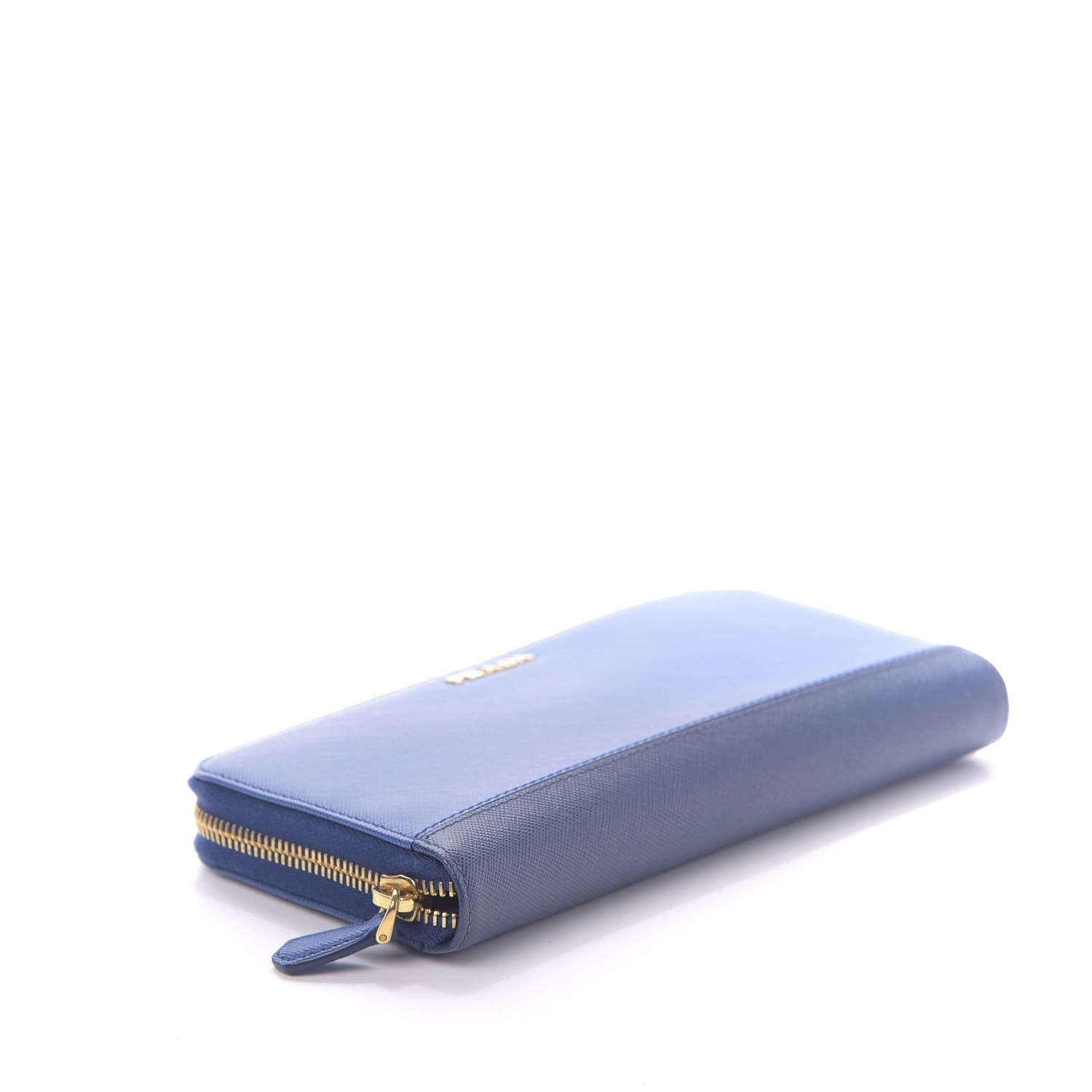 Prada Saffiano Stripe Zip Around Wallet Azzurro Bluette 4 of 10