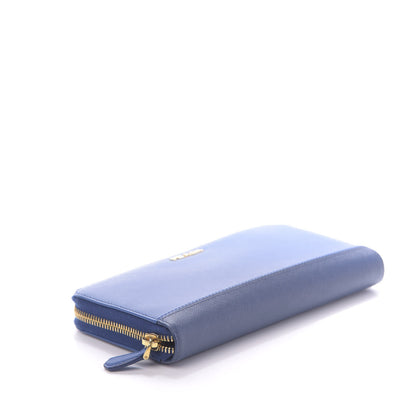 Prada Saffiano Stripe Zip Around Wallet Azzurro Bluette 4 of 10