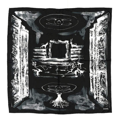 Chanel Silk CC Square Scarf Black White 1 of 4