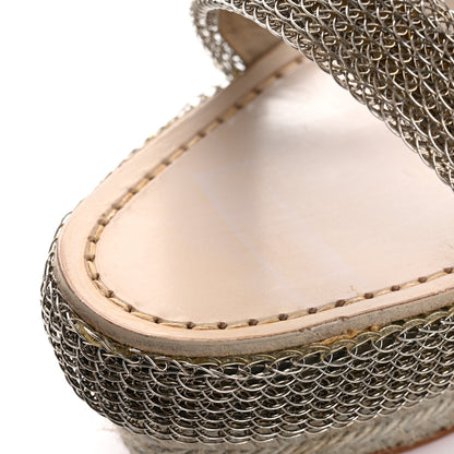 Christian Louboutin Rope Chain Cadena 140 Platform Wedge Sandals 38 Silver Grezzo 11 of 13