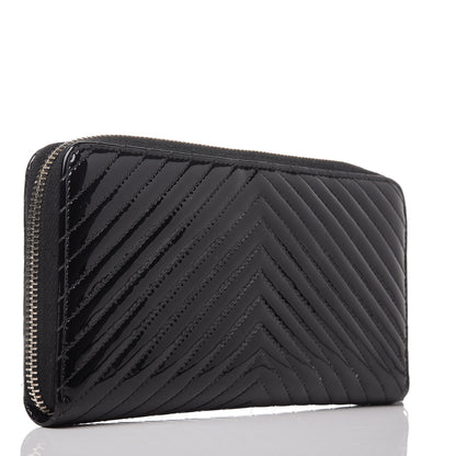 Chanel Patent Chevron Zip Around Wallet Black 2 of 10