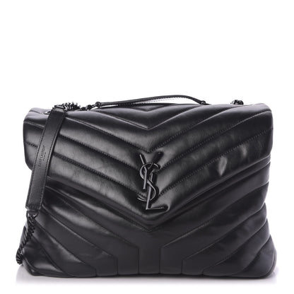 Saint Laurent Calfskin Y Quilted Monogram Medium Loulou Chain Satchel Black 1 of 9