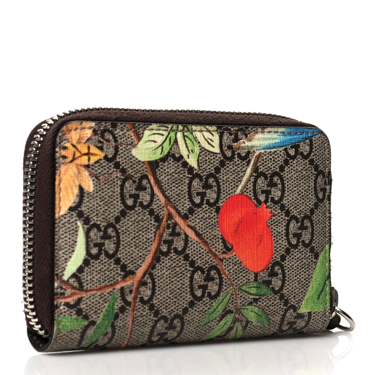 GG Supreme Monogram Tian Zip Around Card Case Wallet Beige Multicolor New Acero