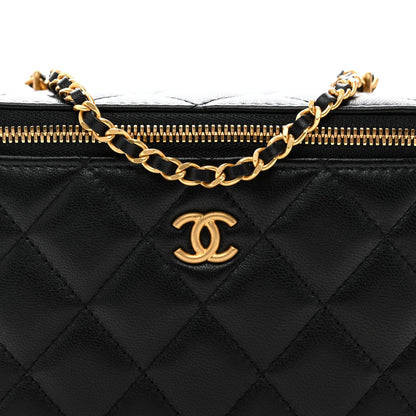 Chanel Lambskin Enamel Quilted Small Coco Hearts Vanity Case With Chain Black 8 of 11