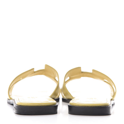Hermes Patent Epsom Oran Sandals 38 Paille 5 of 7